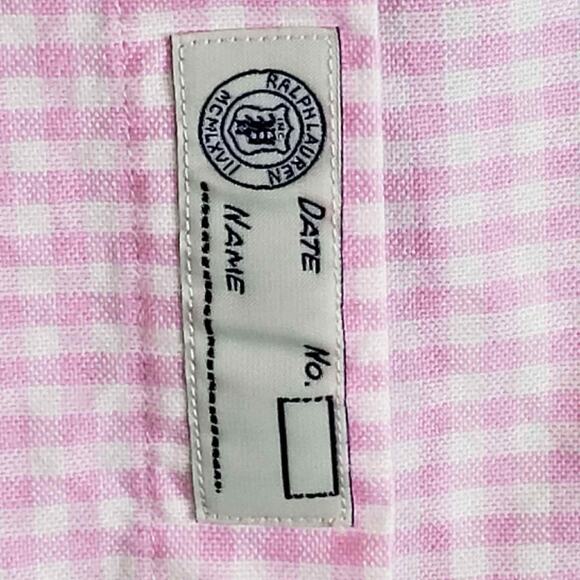 Polo Ralph Lauren Shirt Oxford Mens Size Medium M Pink Plaid Button Down SS - Picture 8 of 9